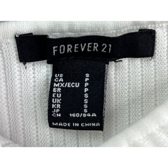 Forever 21 White Ribbed Knit Sleeveless Tank Top Size S Cropped - Picture 3 of 4